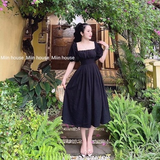 Váy maxi tay lửng xếp ly eo ngực