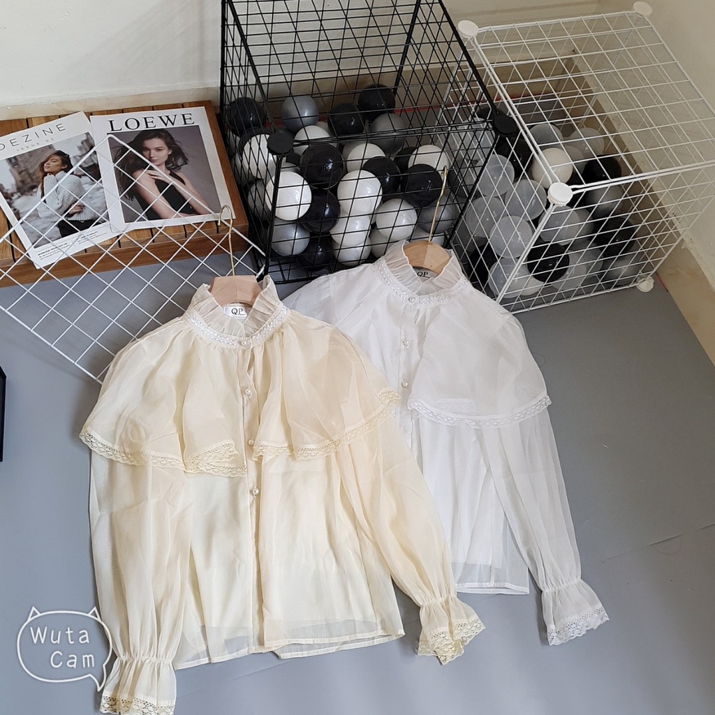 A488- SƠ MI NỮ DÀI TAY VON 2 MÀU