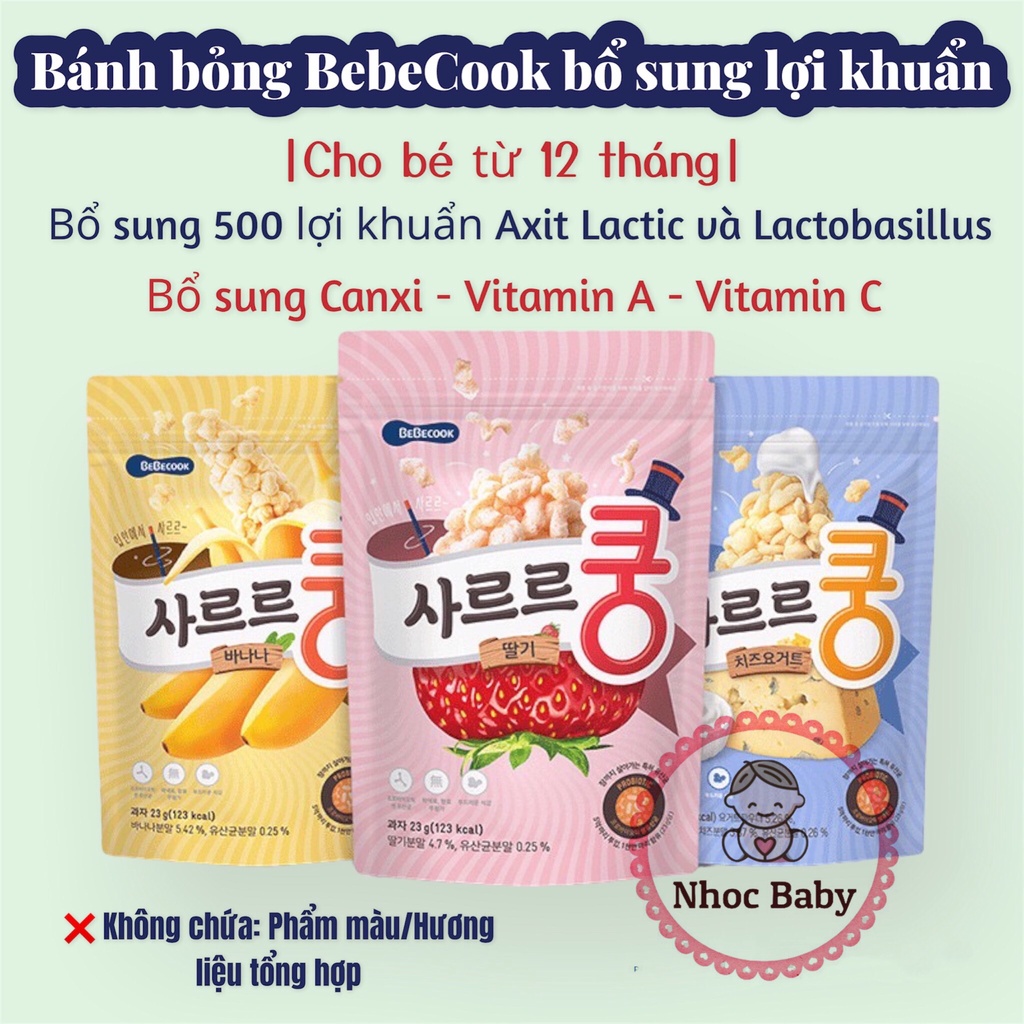 Bánh bỏng ăn dặm BEBECOOK bổ sung LỢI KHUẨN cho bé 12m+