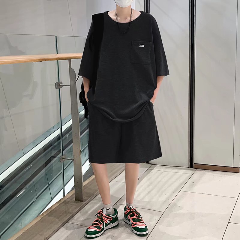 Set phong cách Hàn Quốc bộ quần áo nam Áo Thun Tay Ngắn + Quần Short đồ bộ nam Thời Trang bộ thể thao nữ