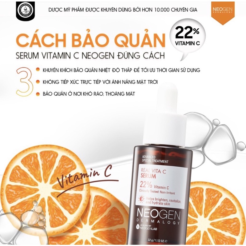 Siêu Tinh Chất Mờ Thâm Dưỡng Trắng Vitamin C SAP 22% Neogen Dermalogy Real Vita C Serum 32ml
