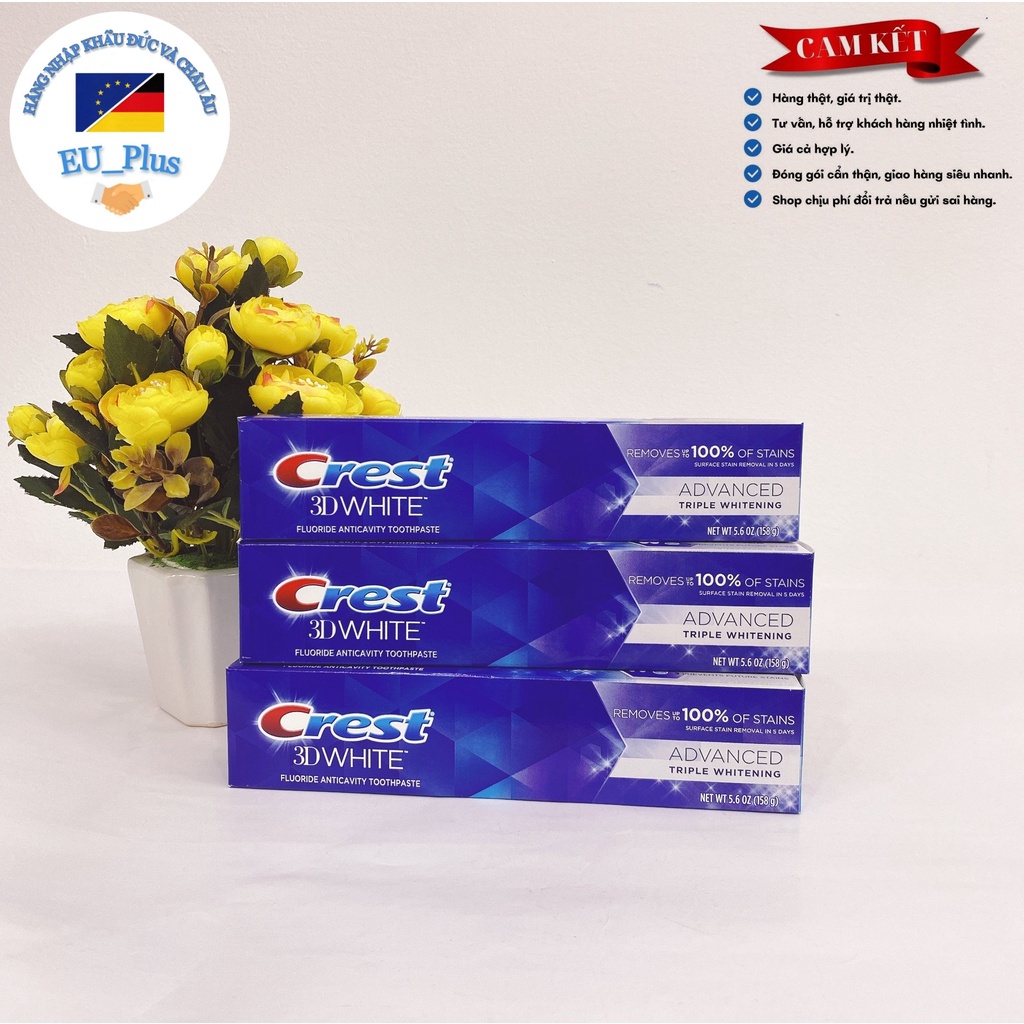 Kem đánh răng Crest 3D white 158g vị bạc hà - Mỹ - Mint - 158g