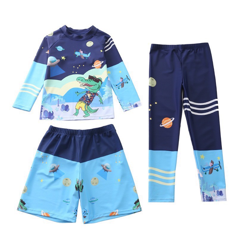 Set 3ct bộ bơi dài tay quần đùi + quần dài BT size 110 - 150