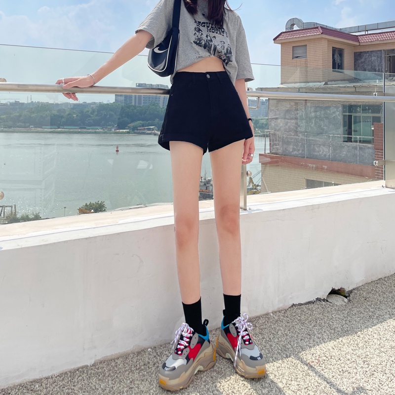 Quần đùi nữ, quần short nữ kaki basic hàn quốc màu đen size S M L SKUQ-09B  1990clother