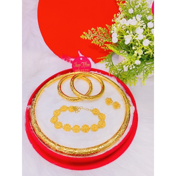 set bộ trang sức cưới cô dâu cao cấp dát vàng 24 mẫu mới cực đẹp cực sang ( tặng )kèm hộp nhung đỏ đựng y hình