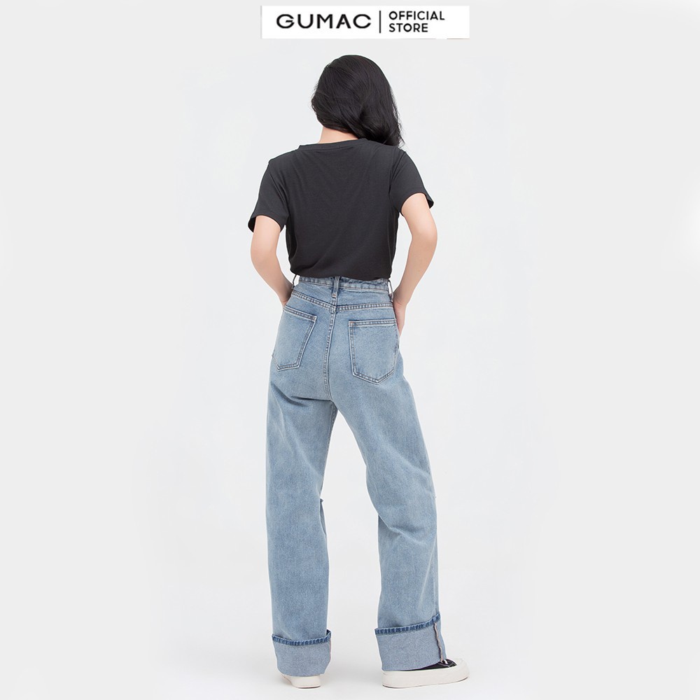 Quần jeans nữ rách gối GUMAC phong cách hàn quốc trẻ trung QJB865 | BigBuy360 - bigbuy360.vn