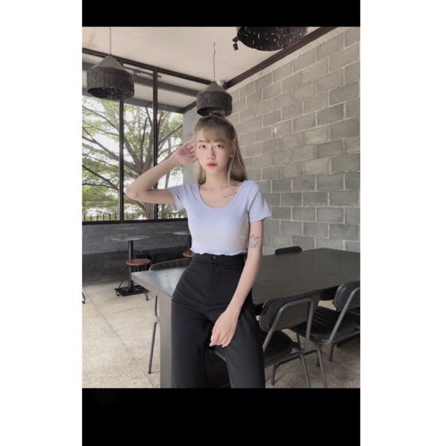 Áo cổ tròn cuốn biên giá siêu rẻ . Áo form croptop , cổ tròn . Áo chất thun co giãn thoải mái | BigBuy360 - bigbuy360.vn