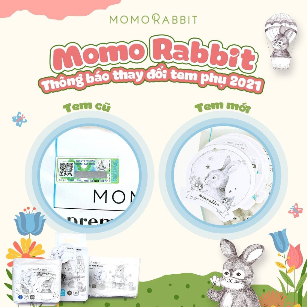 Bỉm dán/quần momo rabit nội địa HÀN Quốc s50/M44/L40/xl36/L28/xl22/xxl18