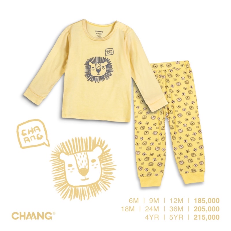 Chaang Bộ dài tay cúc vai tiger 6M đến 5Y