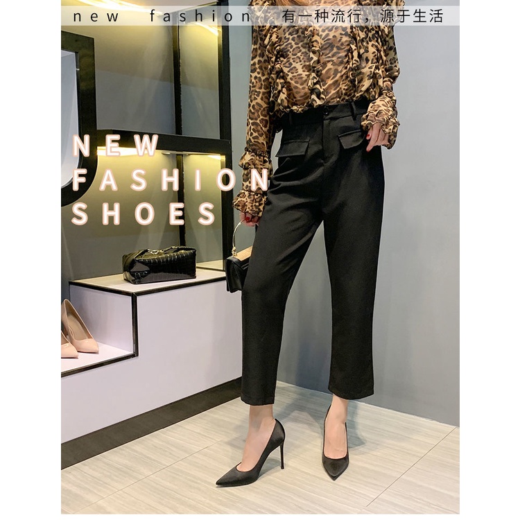 Giày Cao Gót Mũi Nhọn Vải Satin Phong Cách Mới Thời Trang Xuân Hè 2021 Cho Bạn Gái