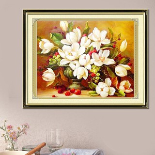 Tranh Thêu Chữ Thập Chỉ Lụa Hoa Sơn Chi J-HH0569