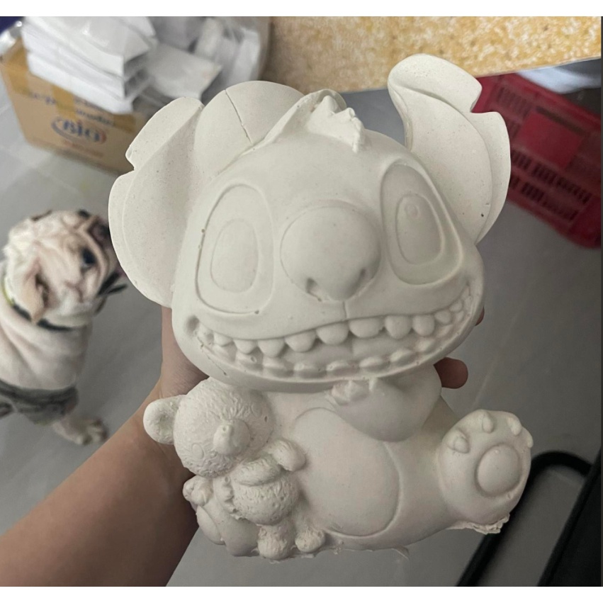 Tượng Stitch dễ thương - Đồ chơi thạch cao tô màu handmade sáng tạo cho mọi lứa tuổi - Kèm màu nước và cọ