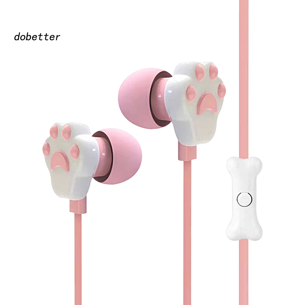Tai Nghe Nhét Tai Jack 3.5mm Có Micro Âm Thanh Siêu Trầm Thiết Kế Hình Chân Mèo Dễ Thương