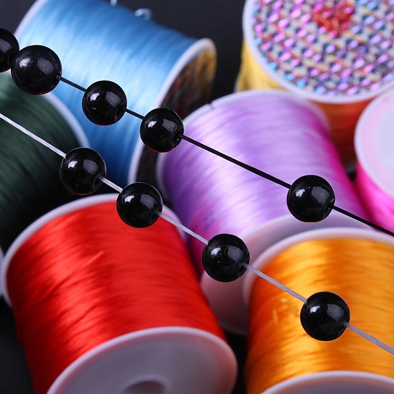 Cuộn 50M Dây Co Giãn 0.8mm Nhiều Màu Sắc Dùng Làm Trang Sức Tiện Dụng