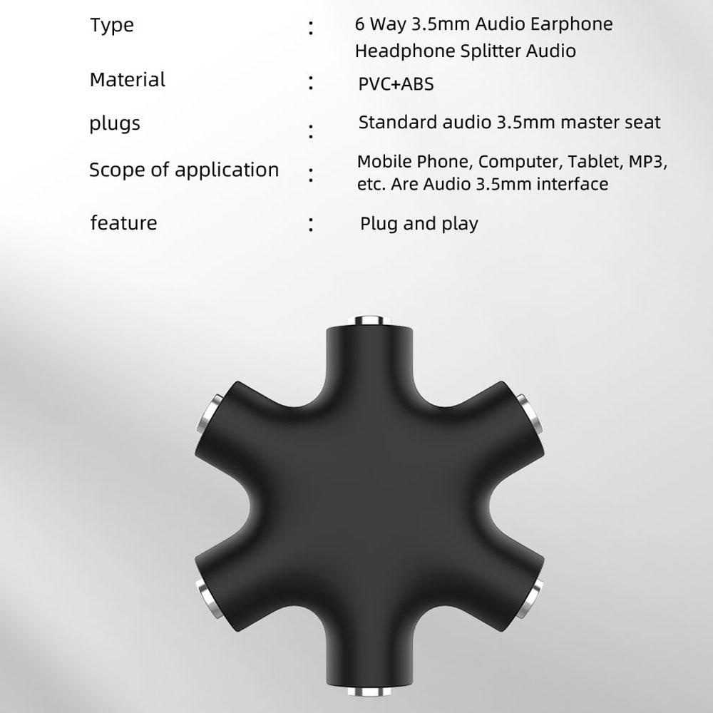 Cáp Chia Âm Thanh ĐiệN ThoạI 3.5 Jack CắM 1 Sang 5 Lỗ CắM 3.5mm