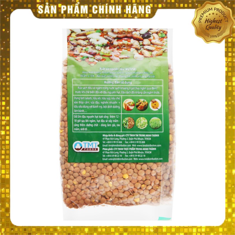 Đậu Lăng Xanh Hữu Cơ - NON GMO, không Gluten, không Cholesterol - 250gr - Organic Green Lentils