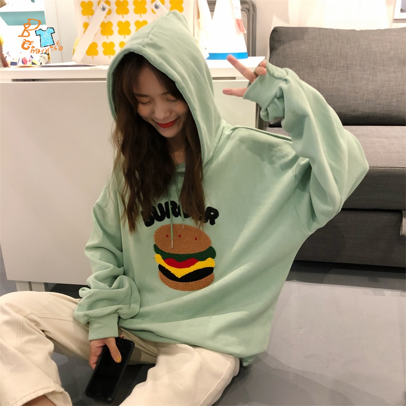 Áo Hoodie Thêu Họa Tiết Xinh Xắn Theo Phong Cách Hàn Quốc