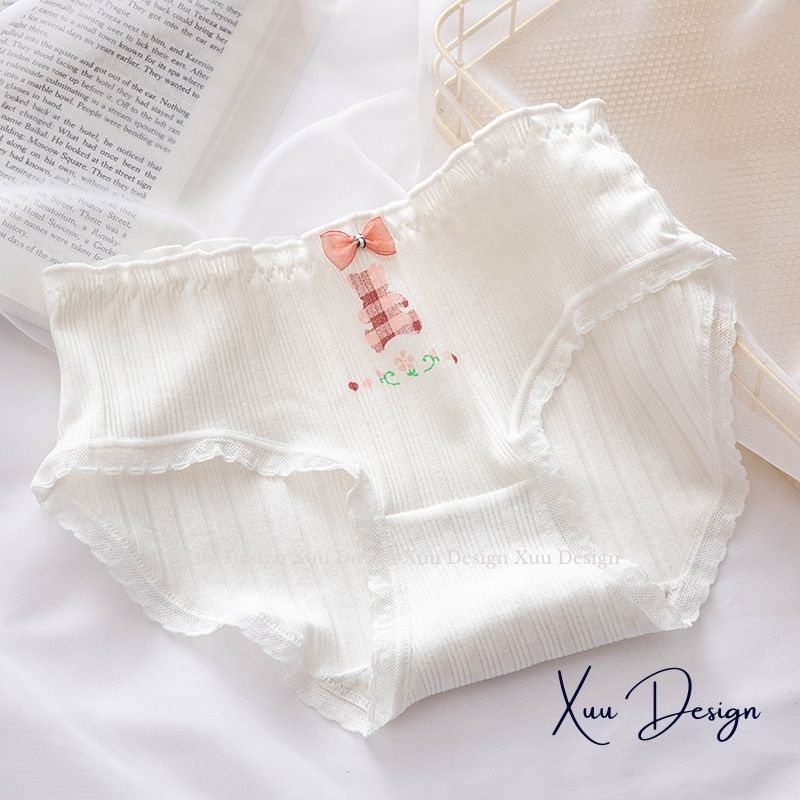 Quần lót Cotton họa tiết hoa nhí dễ thương, chất liệu kẻ gân tăm siêu co dãn thoáng khí - Wexuu Design QC95
