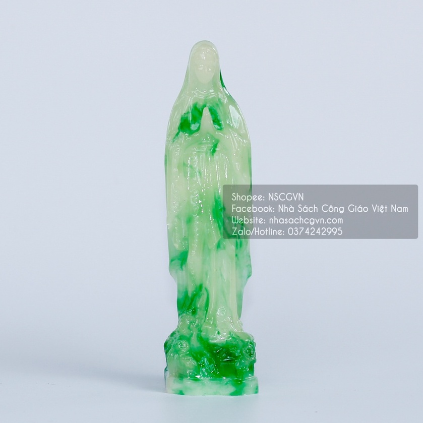 Tượng cẩm thạch Đức Mẹ Maria, Mẹ Lộ Đức 12cm để xe ô tô, để bàn N36-1 Quà tặng Công Giáo
