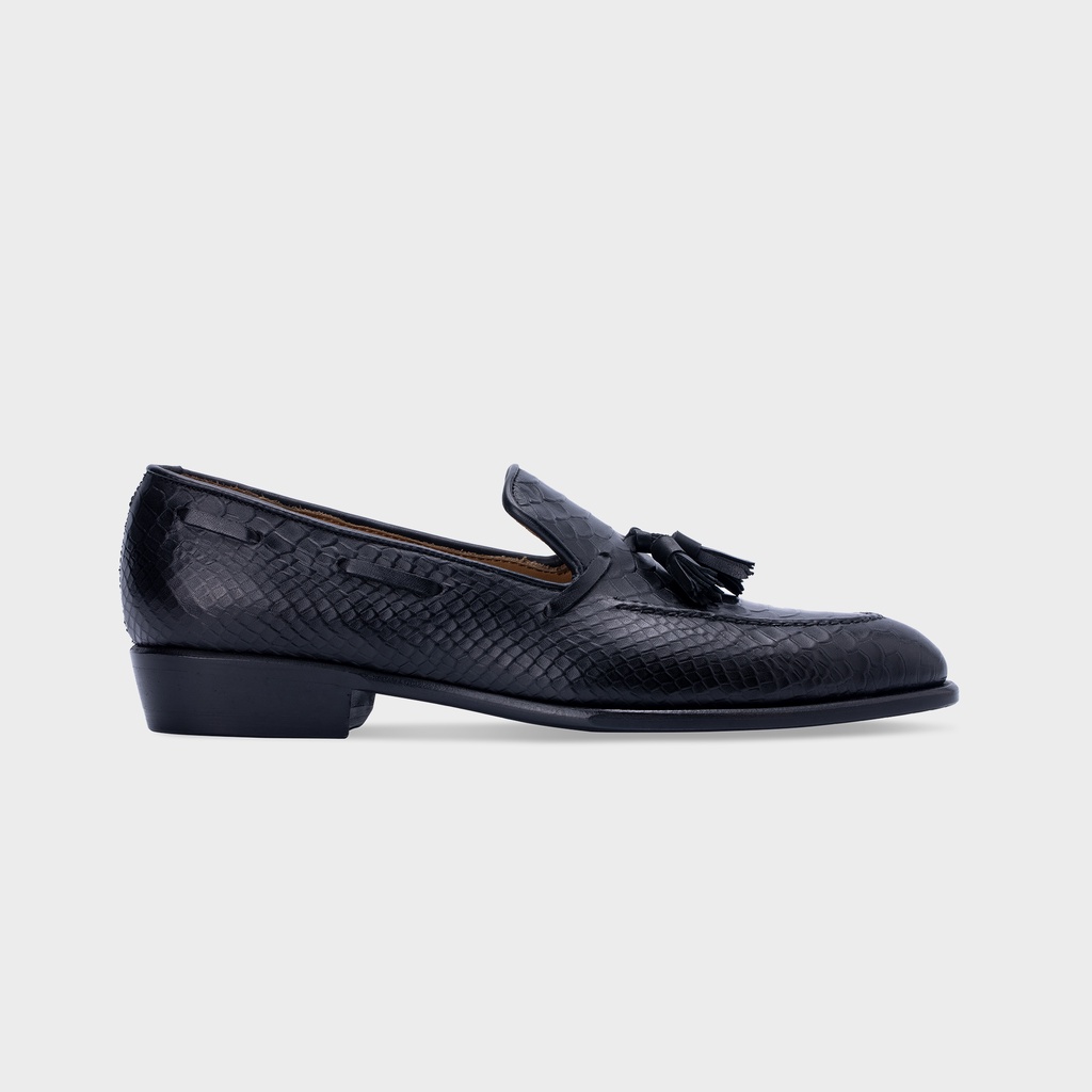 Giày Lười Cổ Thấp Nam Loafer Da Bò Vân Cá Sấu Đen Cao Cấp Phong Cách Lịch Lãm - Thương Hiệu Steeler
