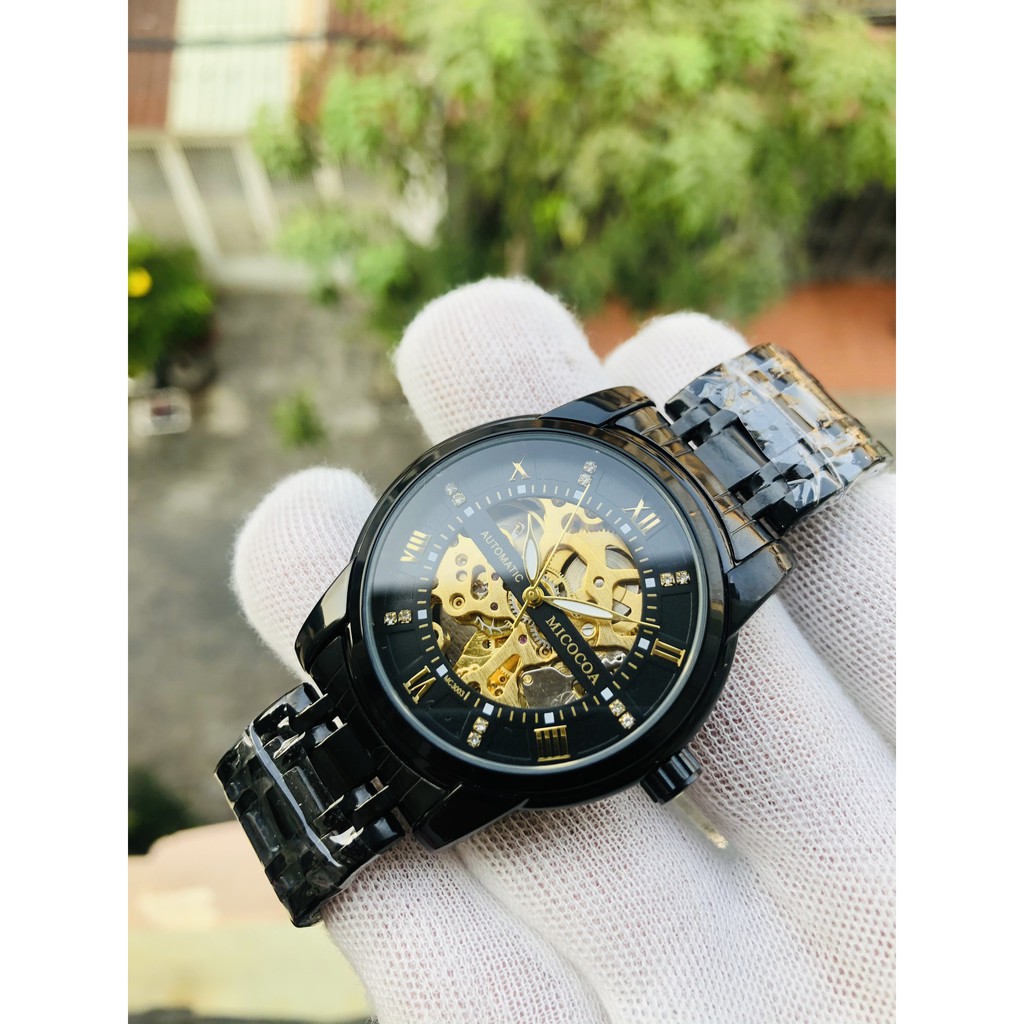 Đồng hồ nam cơ lộ máy chính hãng micocoa mẫu mới khóa đôi inox máy tốt