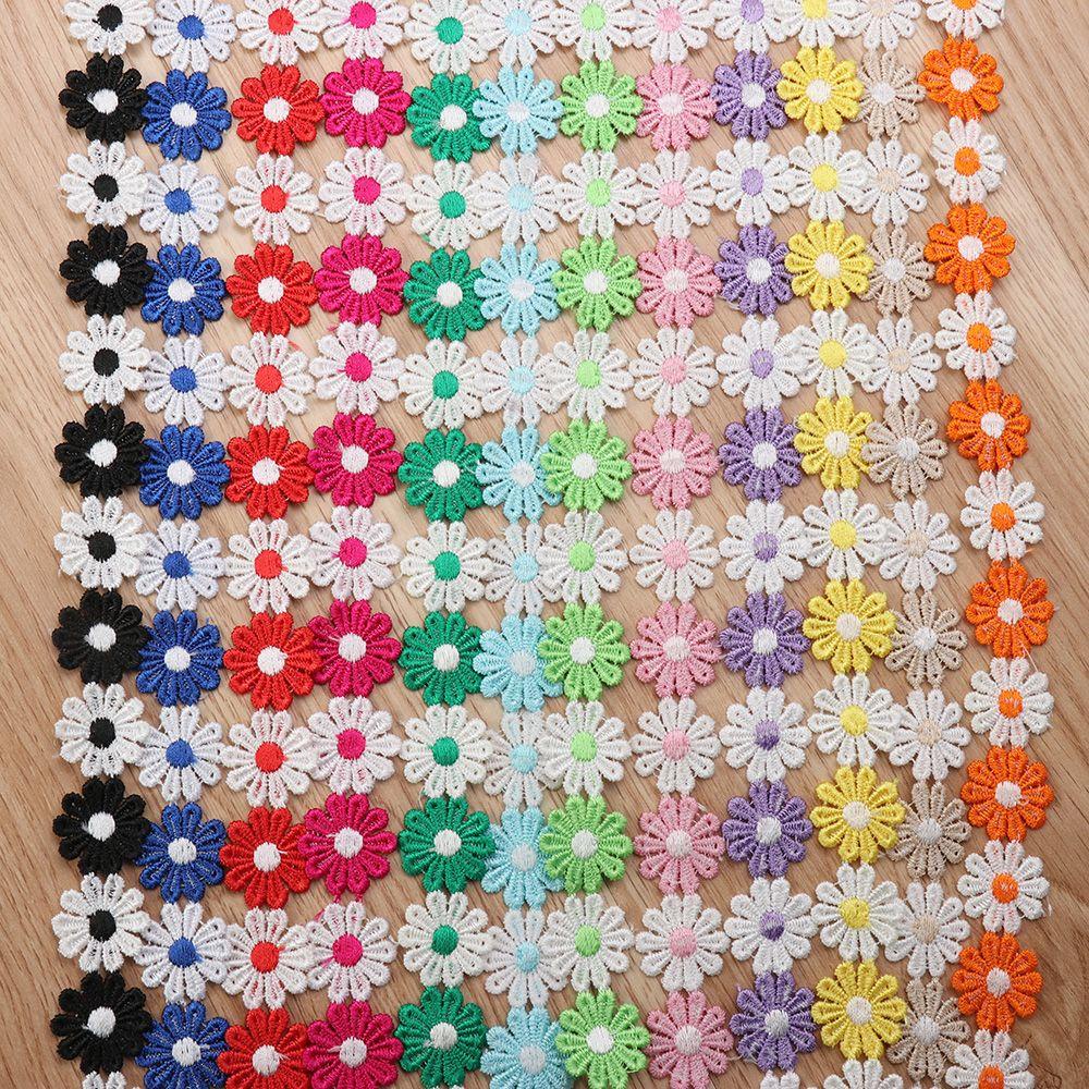 Vải Ren Polyester 2 Yards 2.5cm Họa Tiết Hoa Hướng Dương Hai Màu Có Thể Hòa Tan