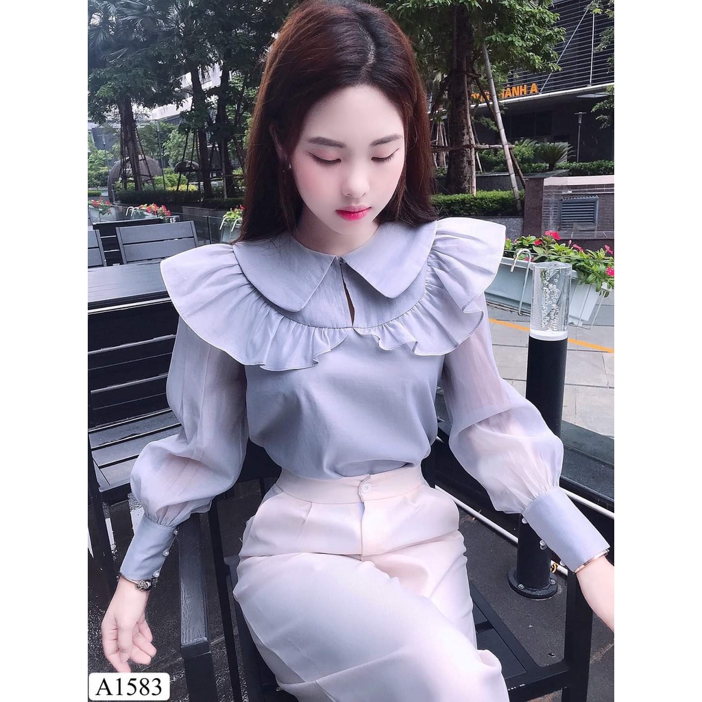 ÁO SƠ MI BÈO VOAN NỮ HÀNG THIẾT KẾ CAO CẤP MÃ SM02
