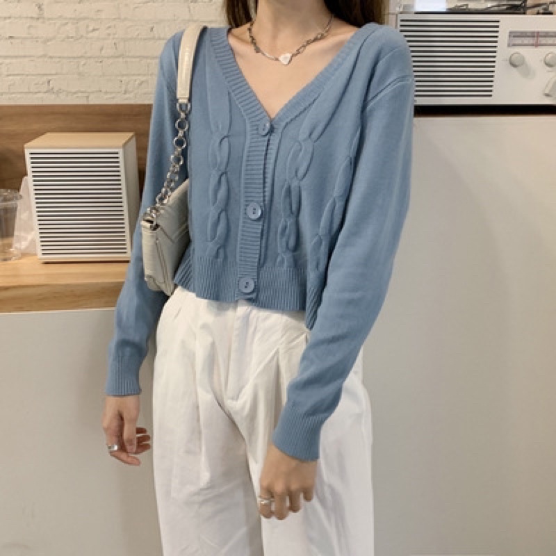 Áo len Cardigan Khoác ngoài 3 cúc SuzaHouse AL06 mùa đông hàng Quảng Châu phong cách Hàn Quốc đi học dạo phố