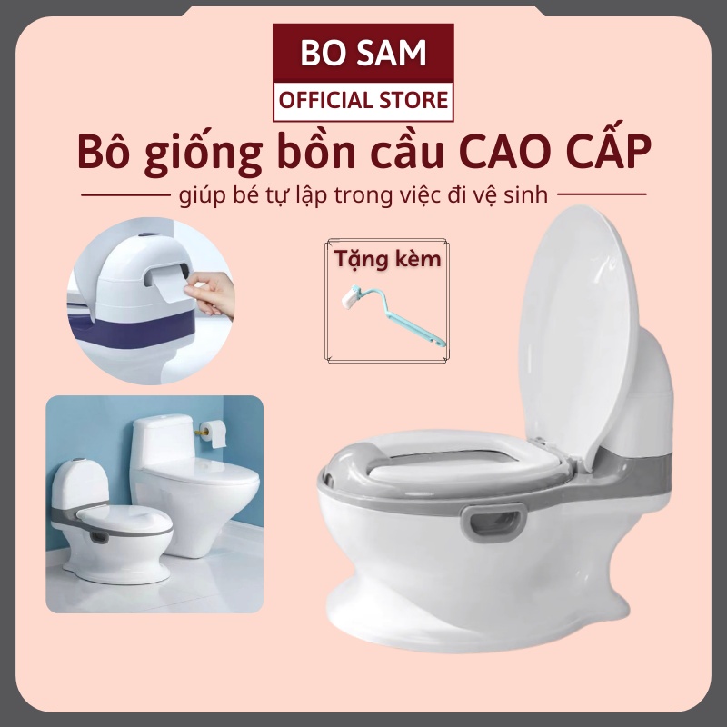 Bô vệ sinh cho bé cao cấp, giống bồn cầu phù hợp với trẻ 6 tháng đến 5 tuổi chống trơn trượt, Shop Bố Sam, An toàn