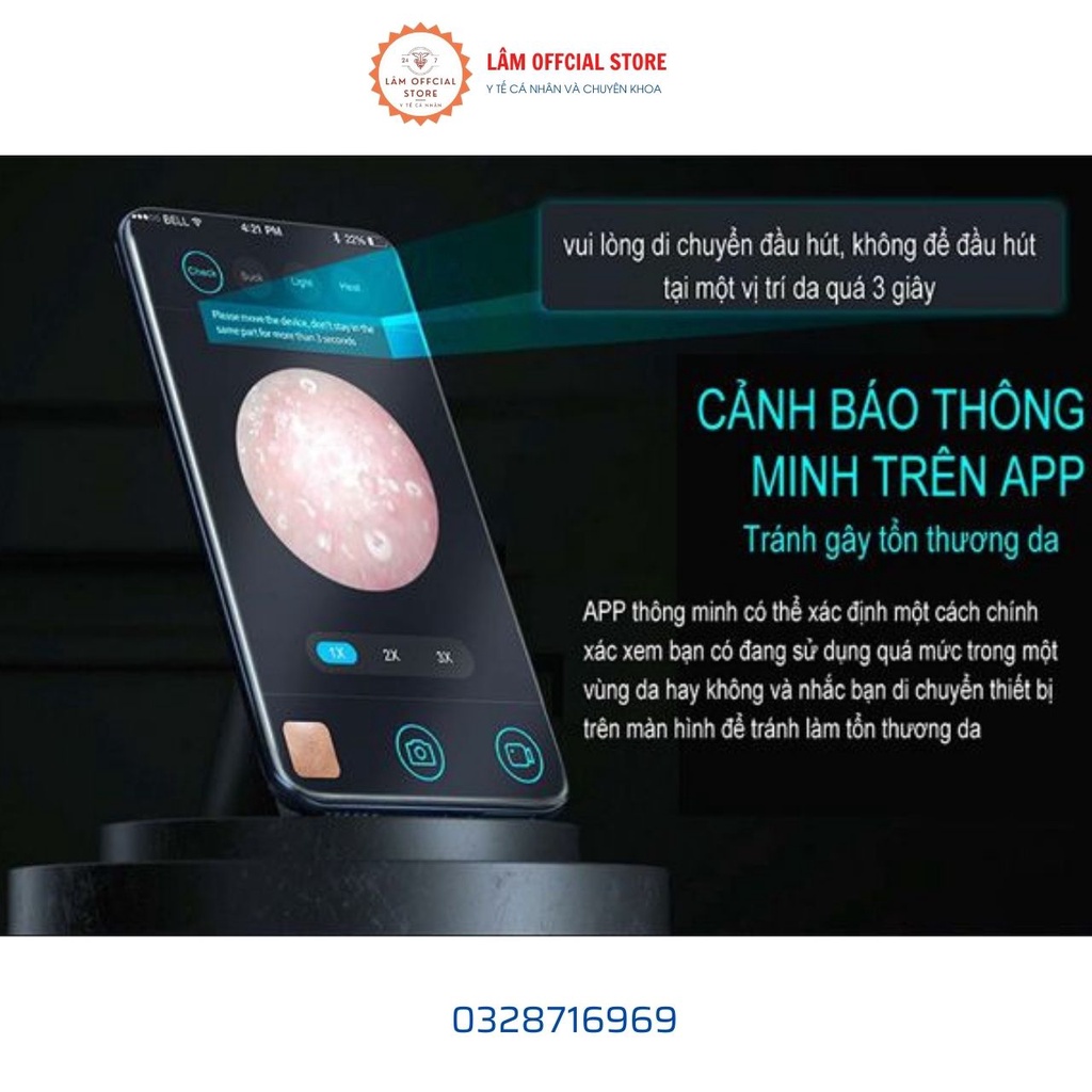 Máy hút mụn soi da 4 in 1 cao cấp mở mụn soi da hút mụn tiệt trùng kết nối APP NanoTime F31