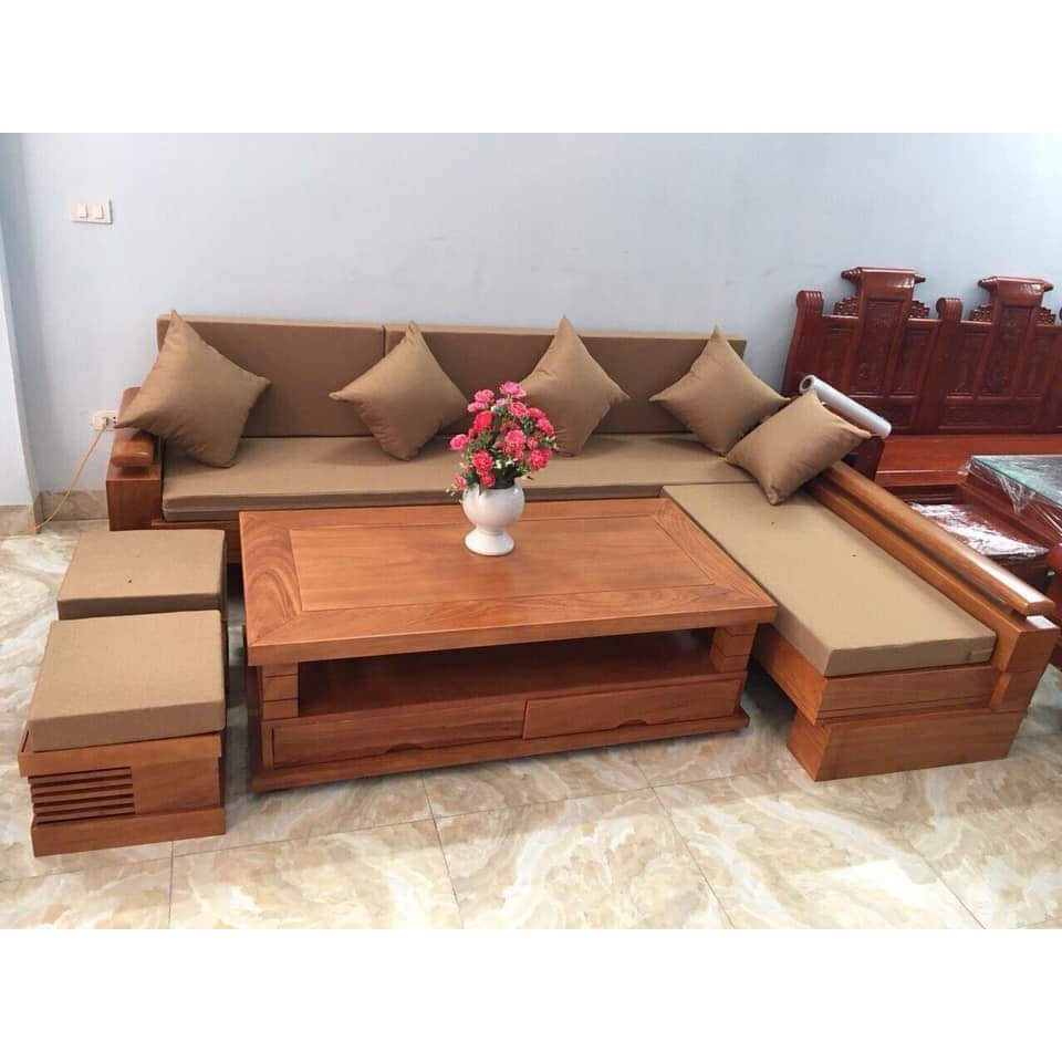 Bộ bàn ghế  sofa gỗ sồi chữ L TP-270