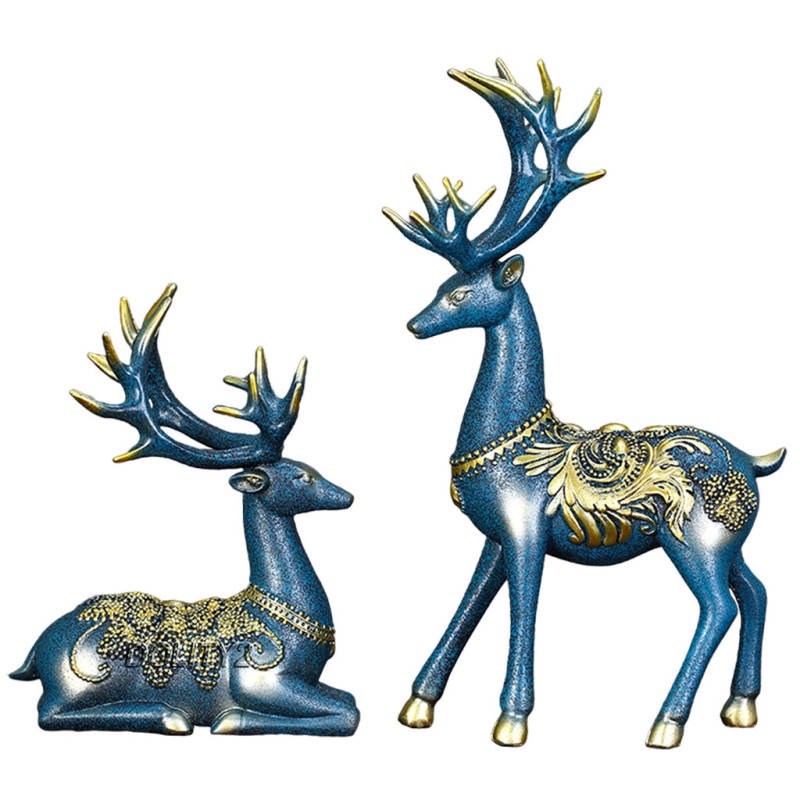 Set 2 Đồ trang trí tuần lộc bằng nhựa resin trang trí nhà cửa/văn phòng