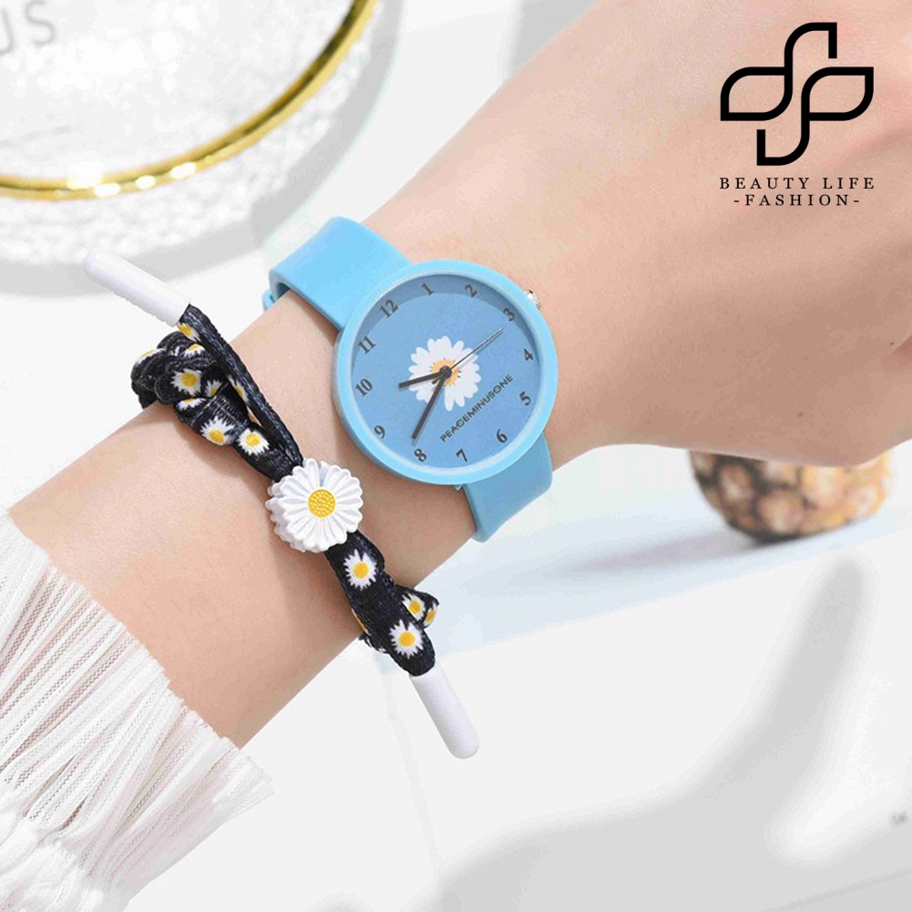 BEA™ XR4370 Women Marguerite Silicone Analog Quartz Watch with Bracelet