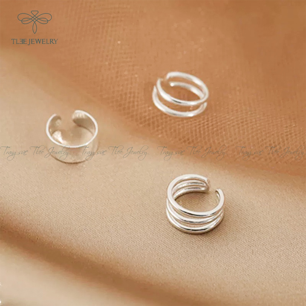Khuyên tai bạc unisex TLEE kẹp vành không cần lỗ kiểu dáng basic NCJ B0116