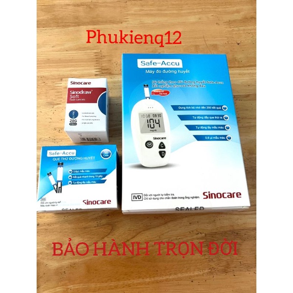 Máy đo đường huyết Safe Accu, kèm 50 que thử + 50 kim