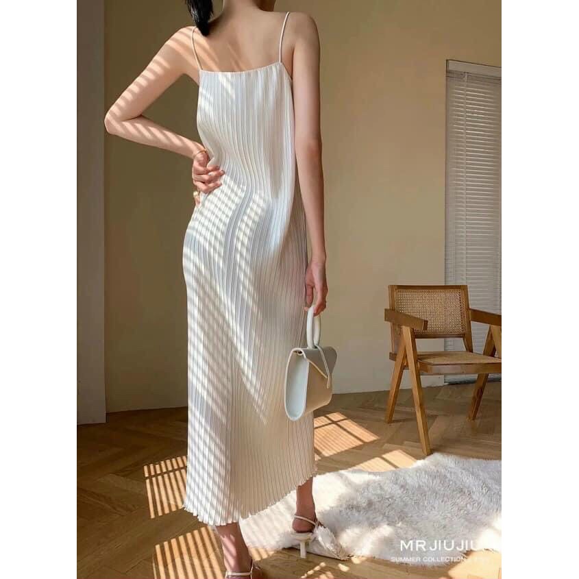 Đầm Maxi 2 Dây ❤️FREESHIP❤️ Dáng Suông Dài Dập Ly