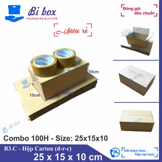 Combo 100 hộp carton 25x15x10 - thùng giấy carton giá rẻ