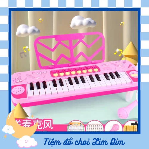 Đàn organ micro cho bé âm thanh sống động có đèn, micro, giá đỡ bài nhạc, chân đế đàn.