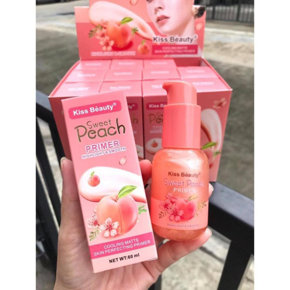 [CHÍNH CHUẨN] Kem Lót Primer Trang Điểm SWEET PEACH KISS BEAUTY hương đào có nhũ 60ml