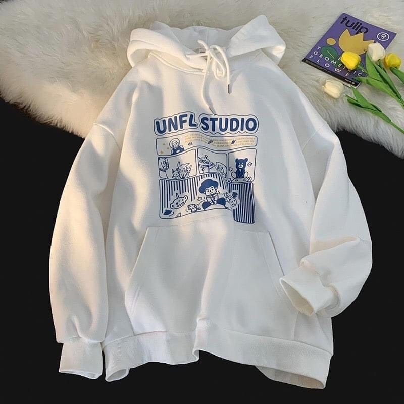 Áo Hoodie Màu Đen STUDIO Siêu Ngầu Form Rộng Unisex
