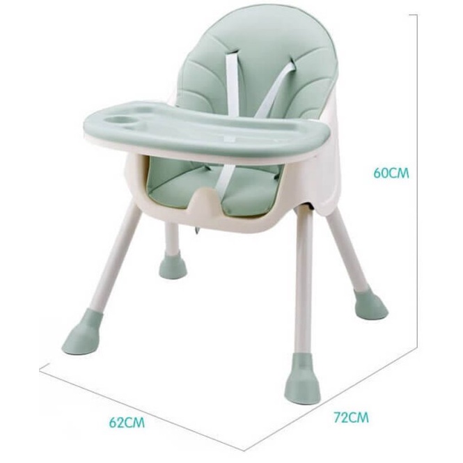 Ghế ăn dặm cho bé điều chỉnh 2 mức độ cao có bánh xe gấp gọn