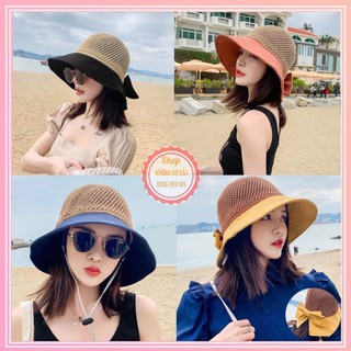 Mũ, nón vải che nắng, đội đầu đi biển, du lịch mùa hè 2021 có nơ xinh xắn, thoáng khí phong cách Hàn Quốc