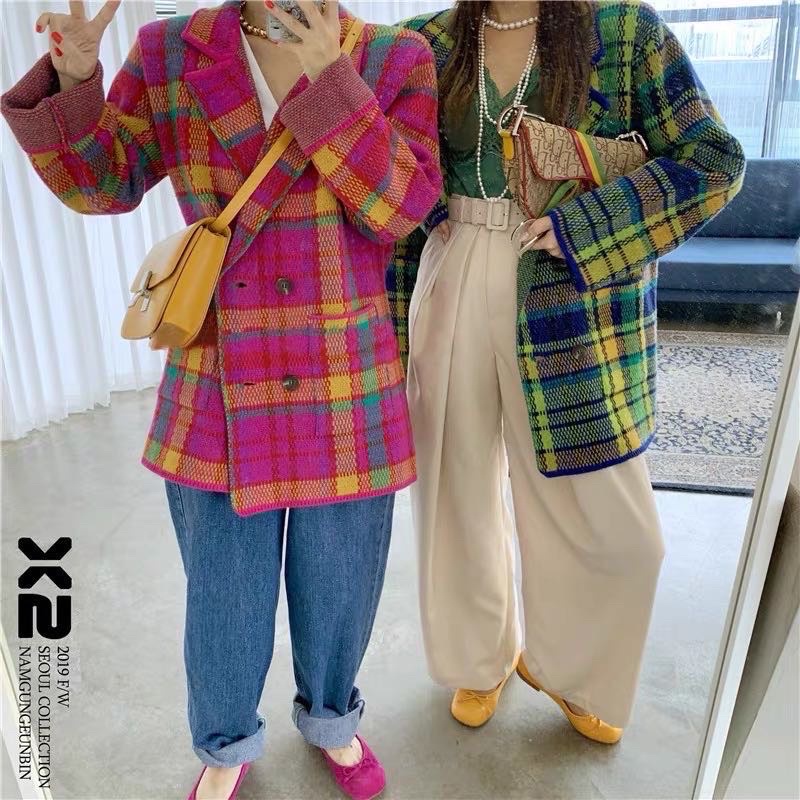 Áo vest blazer kẻ caro koreastyle