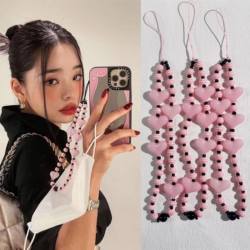 Dây Đeo Điện Thoại Chuỗi Hạt Acrylic Mềm Chống Thất Lạc Nhiều Màu Phong Cách Hàn Quốc ZHIYA SONG Cùng Kiểu