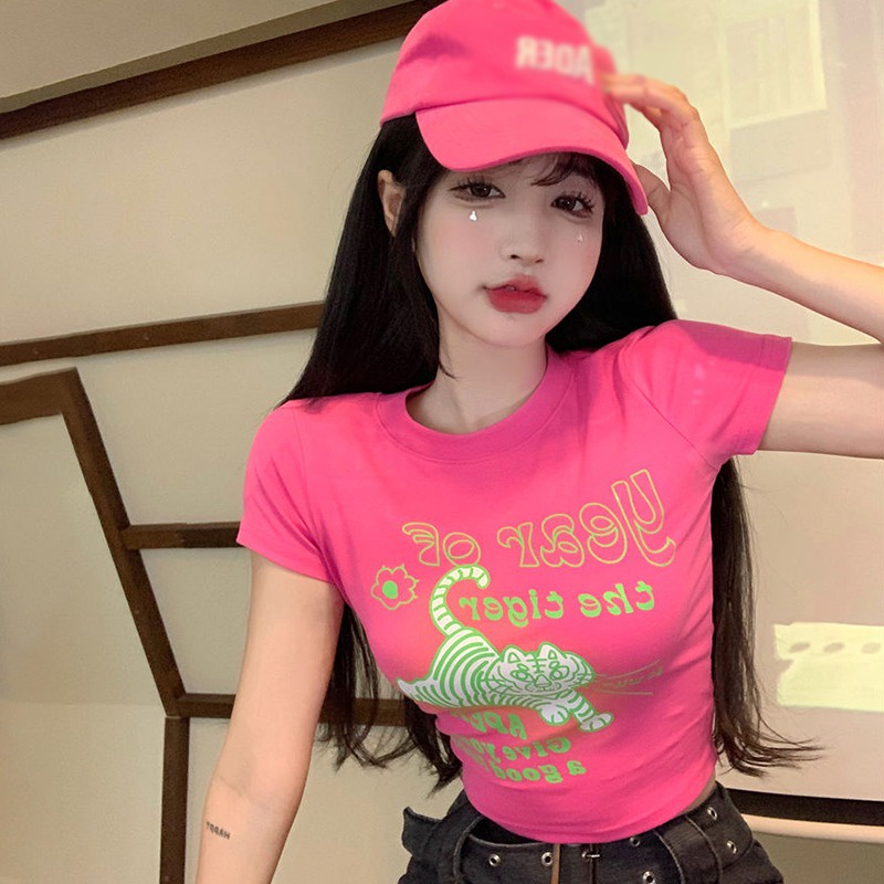 Áo Thun Tay Ngắn Cổ Tròn Hở Rốn Thời Trang Ngọt Ngào Cho Nữ