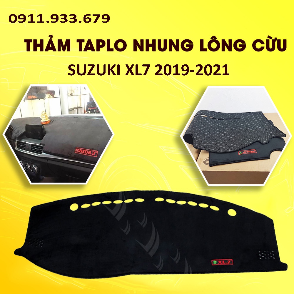🔥HCM-Thảm taplo nhung lông cừu cao cấp xe Suzuki XL7 2019 - 2022 màu đen- Có Lớp Chống Trượt.