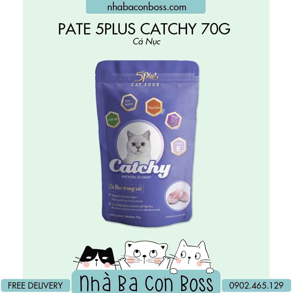 Pate cho mèo 5Plus Grain Free gói 70G