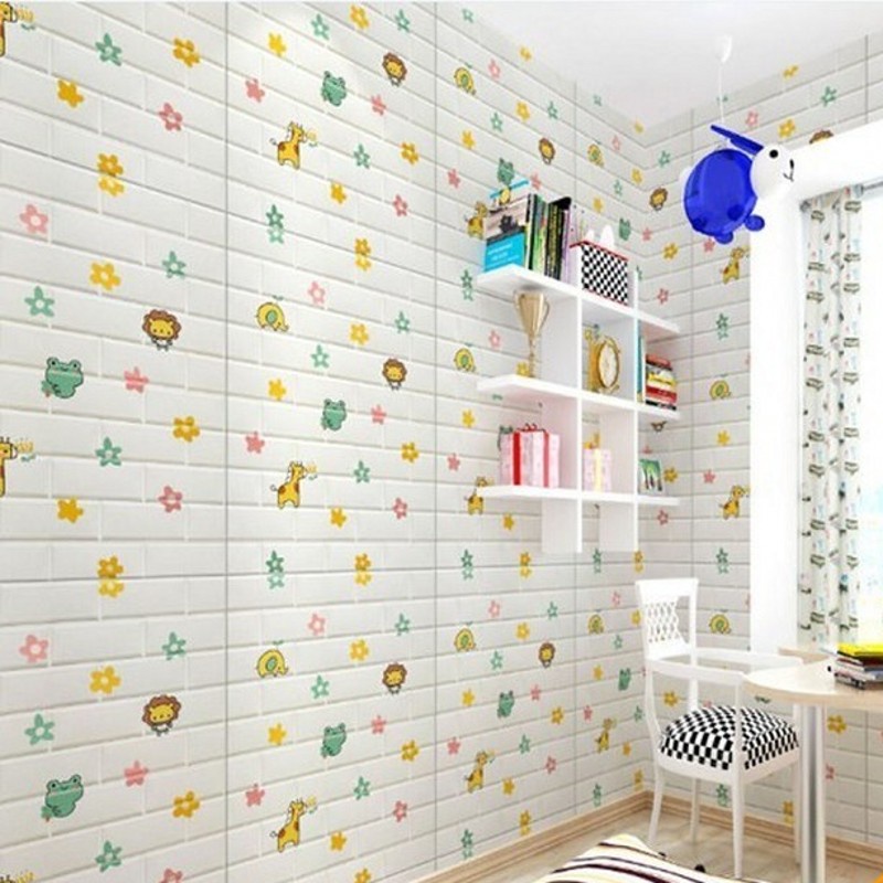 Miếng dán tường trang trí phòng khách/phông nền TV tự dính ba chiều 3D DIY