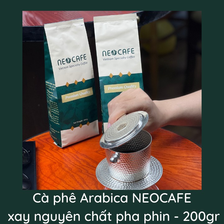 Cà phê Arabica NEOCAFE dòng cafe rang xay nguyên chất 100% cà phê ngon loại cà phê phin gói 200 g nguồn hạt cafe Cầu Đất