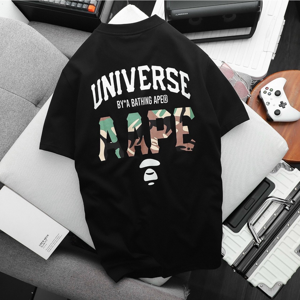 Áo thun tay lỡ nam nữ in hình Apee Bathing , Vải Cotton Form Oversize - SELECTED.STORE